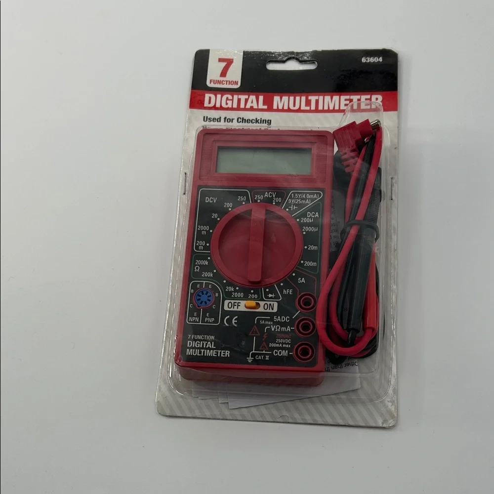 Digital Multimeter in Red with Black Accents